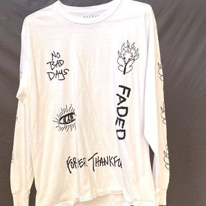 White PacSun long sleeve shirt with quotes. Mens Large